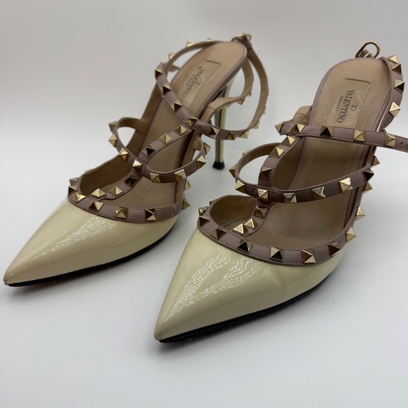 VALENTINO ROCKSTUD WHITE 100MM SLING BACK PUMPS SIZE 40.5 - Picture 3 of 9